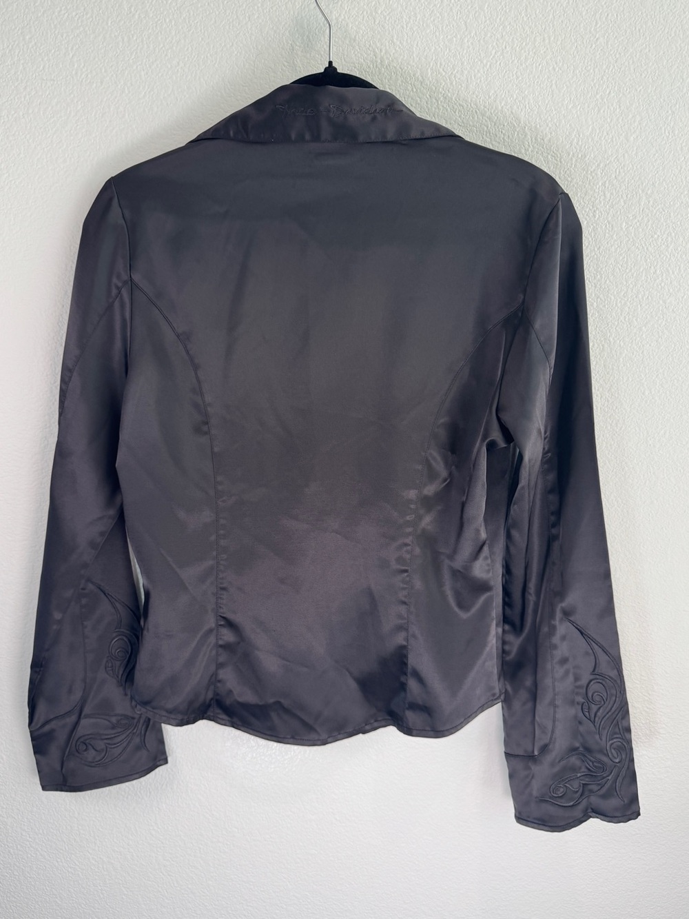 Vintage 2005 Harley-Davidson Black Satin Embroidered Hook Eye Shirt Women’s S - Picture 3 of 13